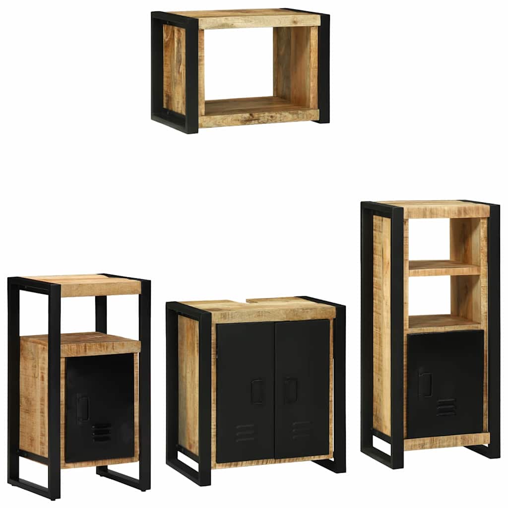 Bathroom Furniture Set With Shelf 4 Pcs Brown