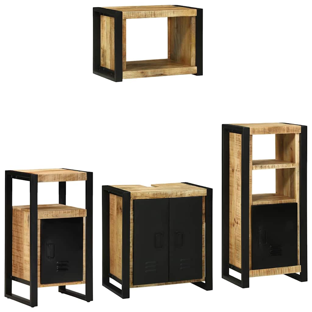 Bathroom Furniture Set With Shelf 4 Pcs Brown