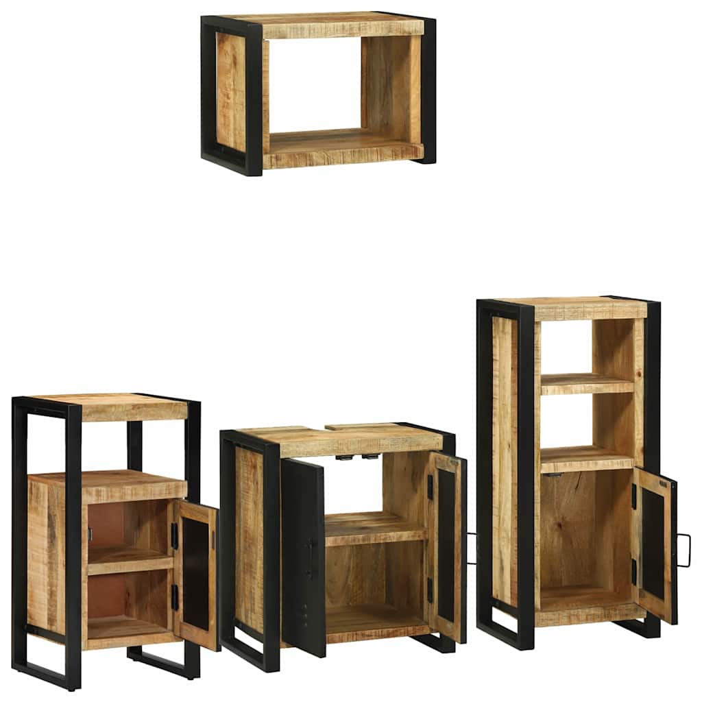Bathroom Furniture Set With Shelf 4 Pcs Brown