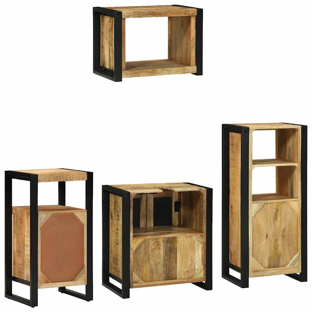 Bathroom Furniture Set With Shelf 4 Pcs Brown