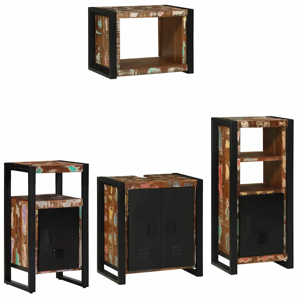 Bathroom Furniture Set With Shelf 4 Pcs Brown