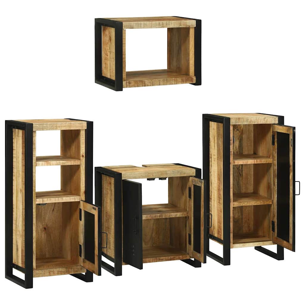 Bathroom Furniture Set With Door 4 Pcs Brown