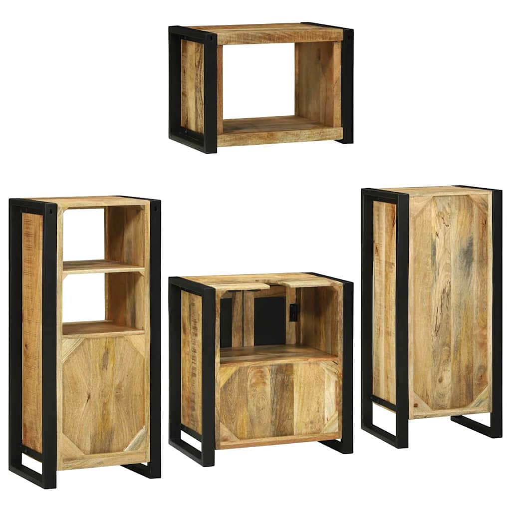 Bathroom Furniture Set With Door 4 Pcs Brown