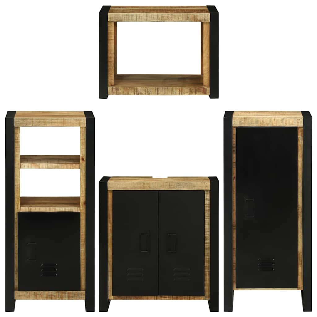 Bathroom Furniture Set With Door 4 Pcs Brown