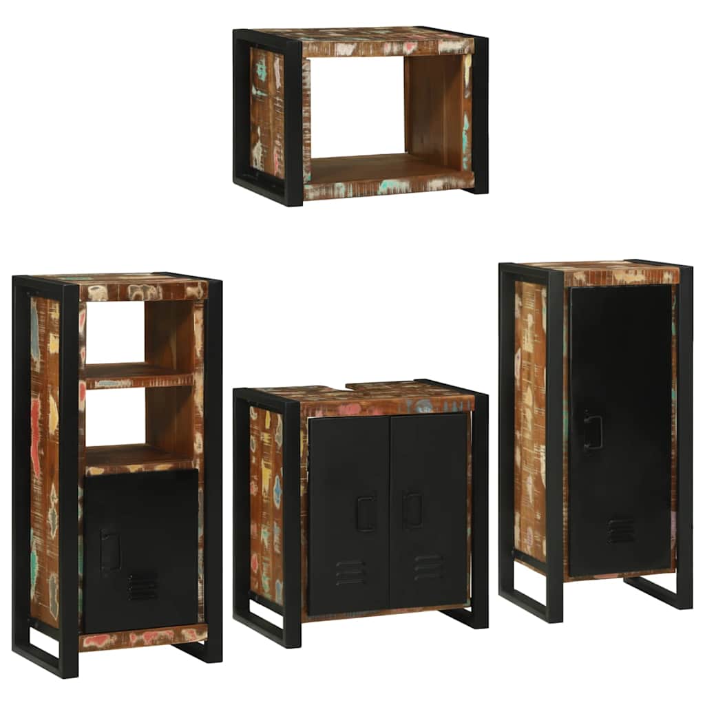 Bathroom Furniture Set With Door 4 Pcs Brown