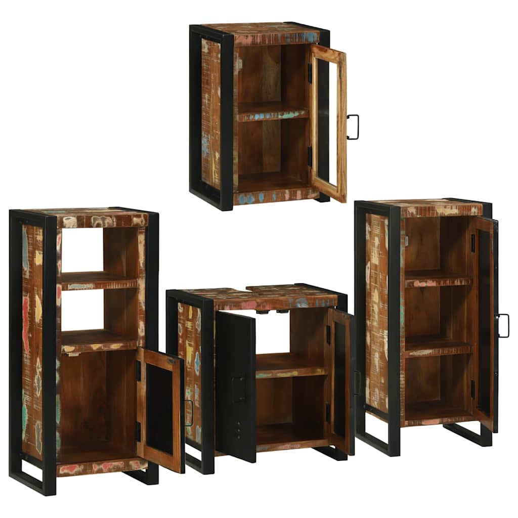 Bathroom Furniture Set 4 Pcs Multicolour Solid