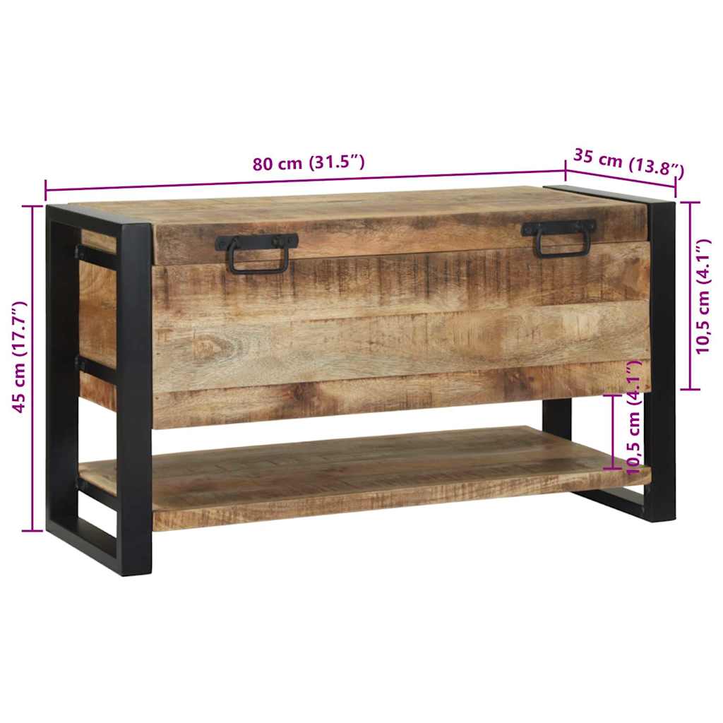 Storage Box With Storage Brown 80 X 35 X 45 Cm Solid Mango Wood
