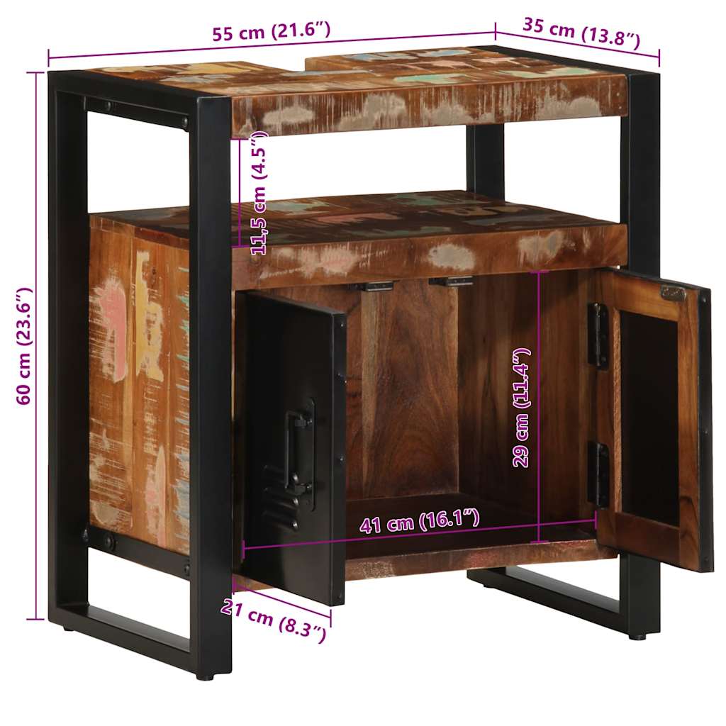 Bathroom Sink Cabinet 55X35X60 Cm Solid Wood Reclaimed