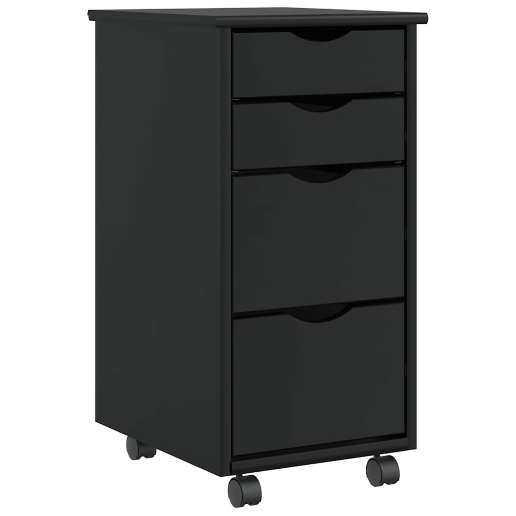 Rolling Cabinet With Drawers Moss Solid Wood Pine