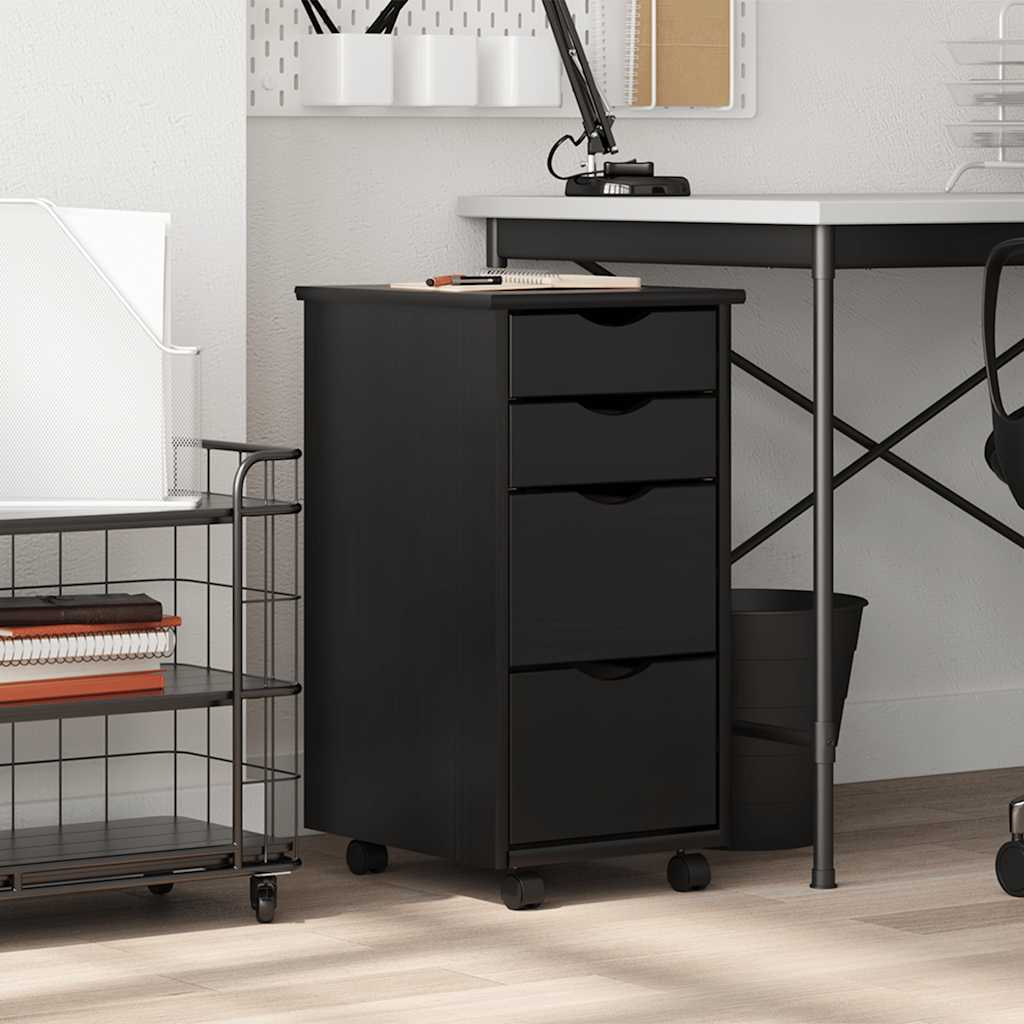 Rolling Cabinet With Drawers Moss Solid Wood Pine