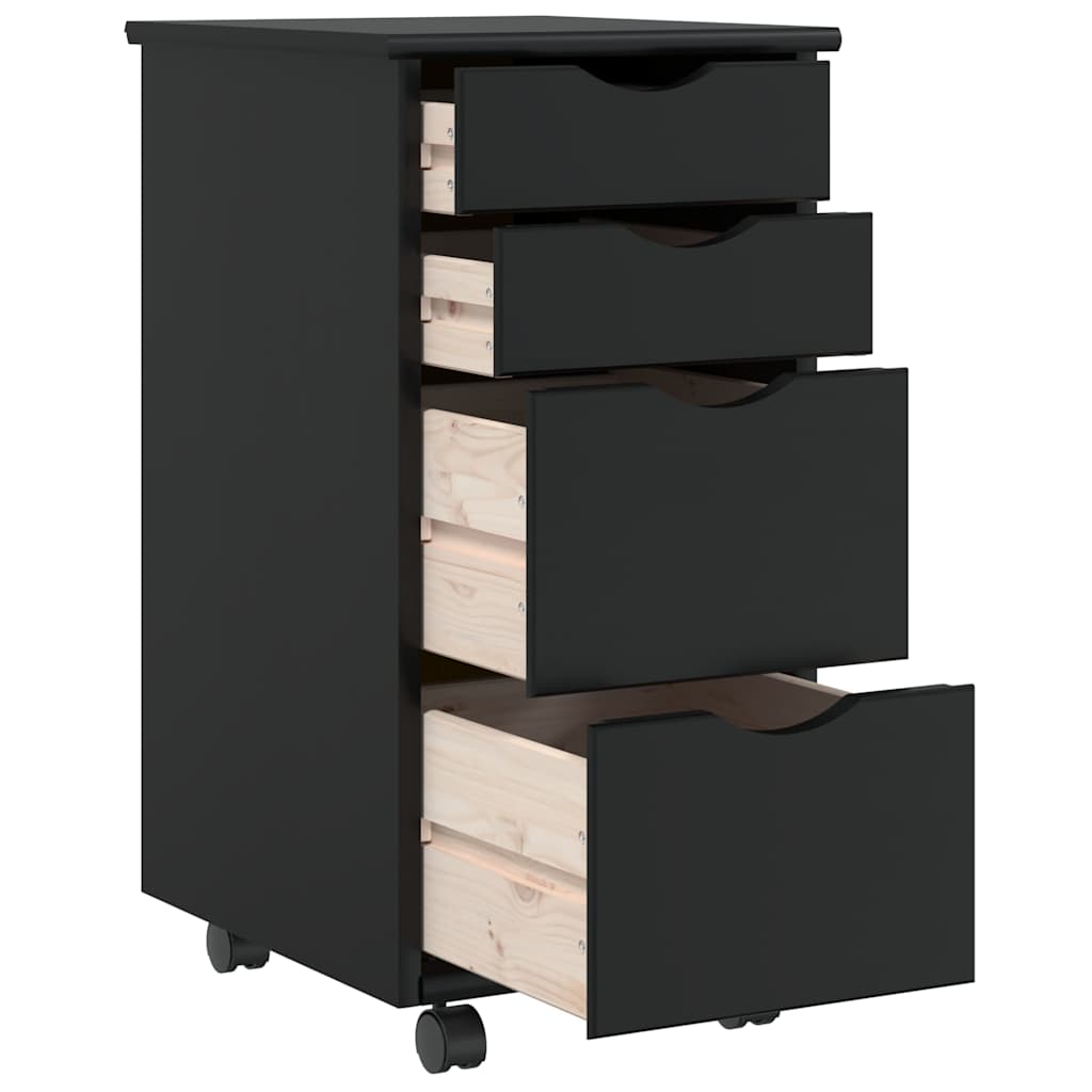 Rolling Cabinet With Drawers Moss Solid Wood Pine