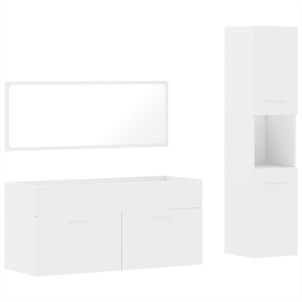 3 Piece Bathroom Furniture Set Engineered Wood