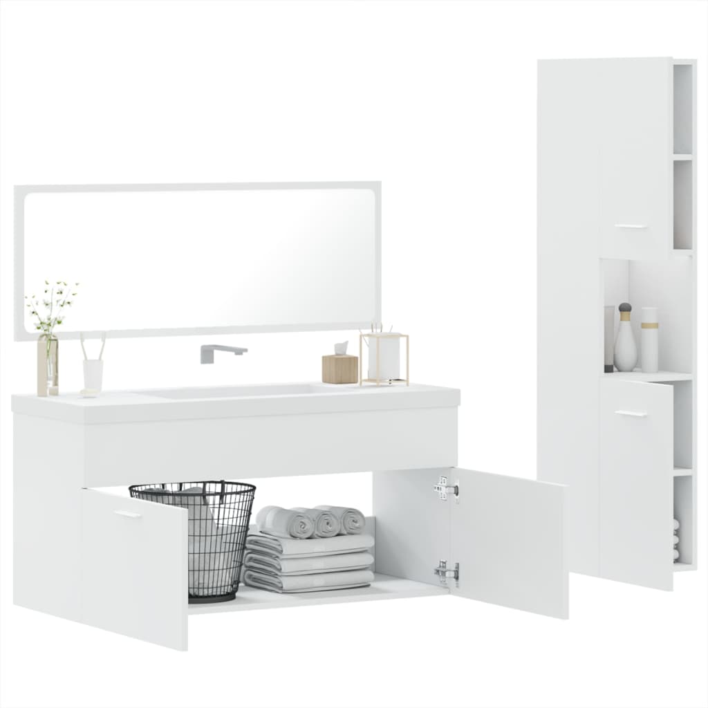 3 Piece Bathroom Furniture Set Engineered Wood