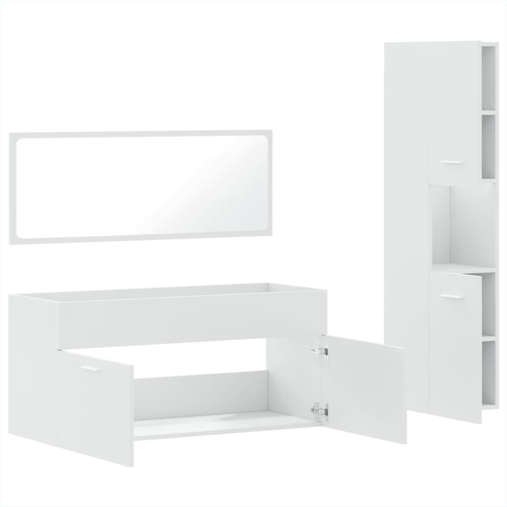 3 Piece Bathroom Furniture Set Engineered Wood