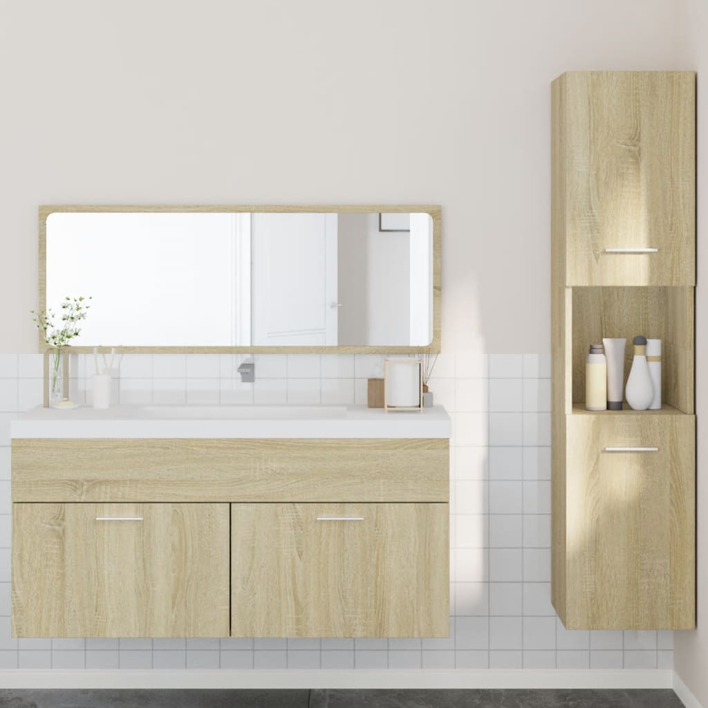 3 Piece Bathroom Furniture Set Engineered Wood