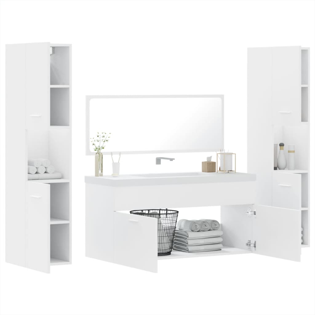 4 Piece Bathroom Furniture Set Engineered Wood