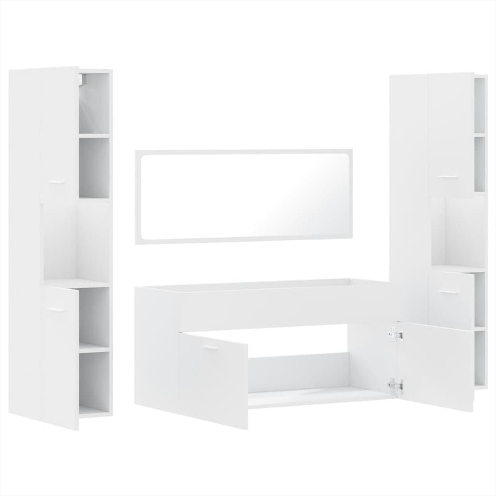4 Piece Bathroom Furniture Set Engineered Wood