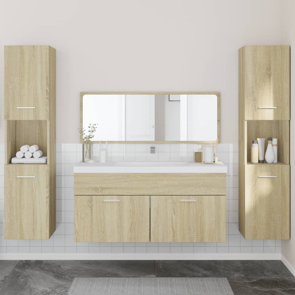 4 Piece Bathroom Furniture Set Engineered Wood