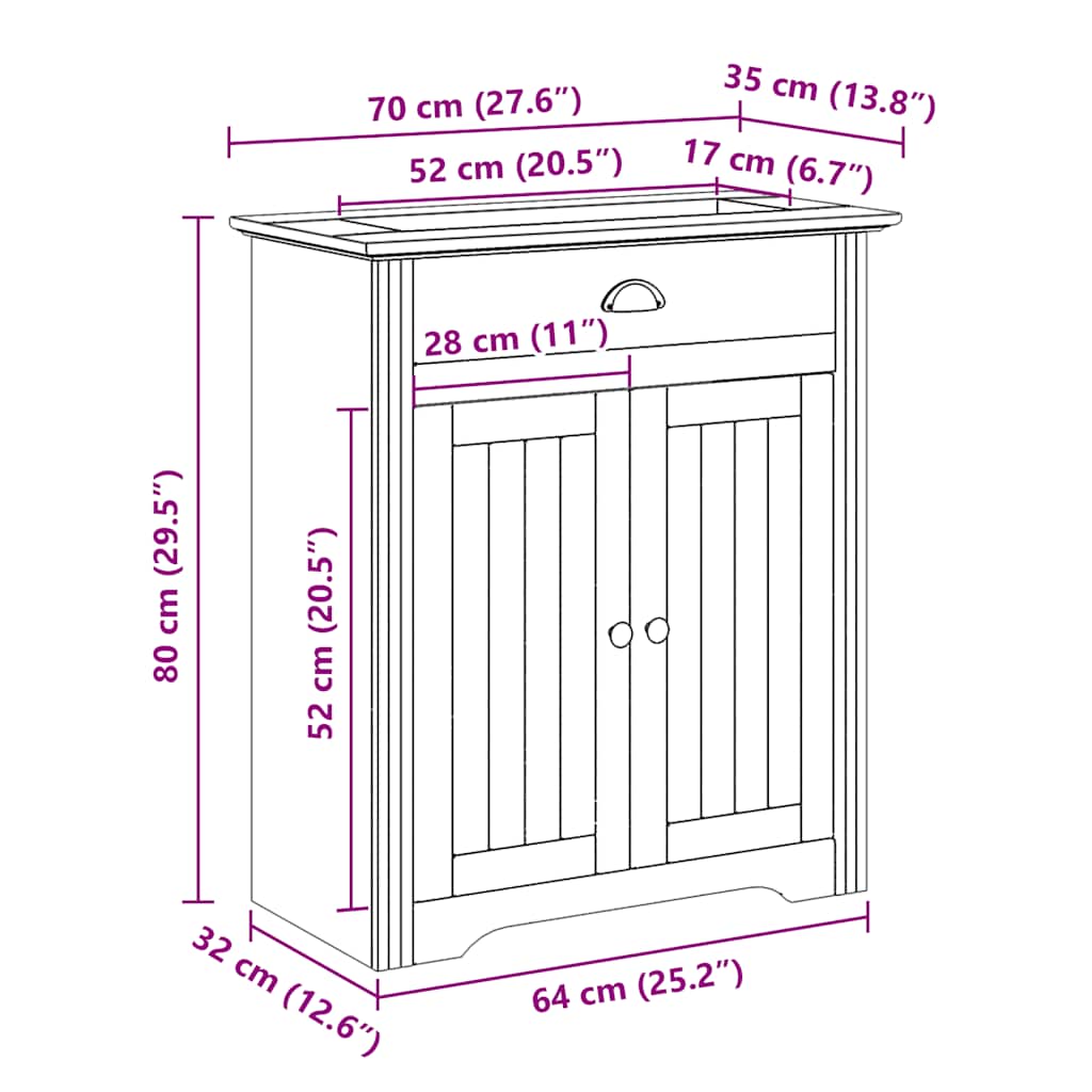 Bathroom Sink Cabinet Bodo 70X35X80 Cm