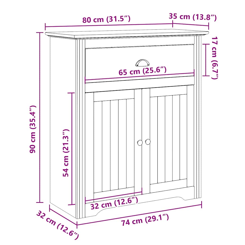 Hallway Cabinet Bodo 80X35X90 Cm