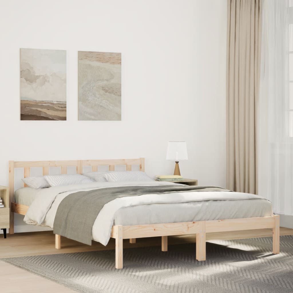 810077 Bed Frame Without Mattress Solid Wood