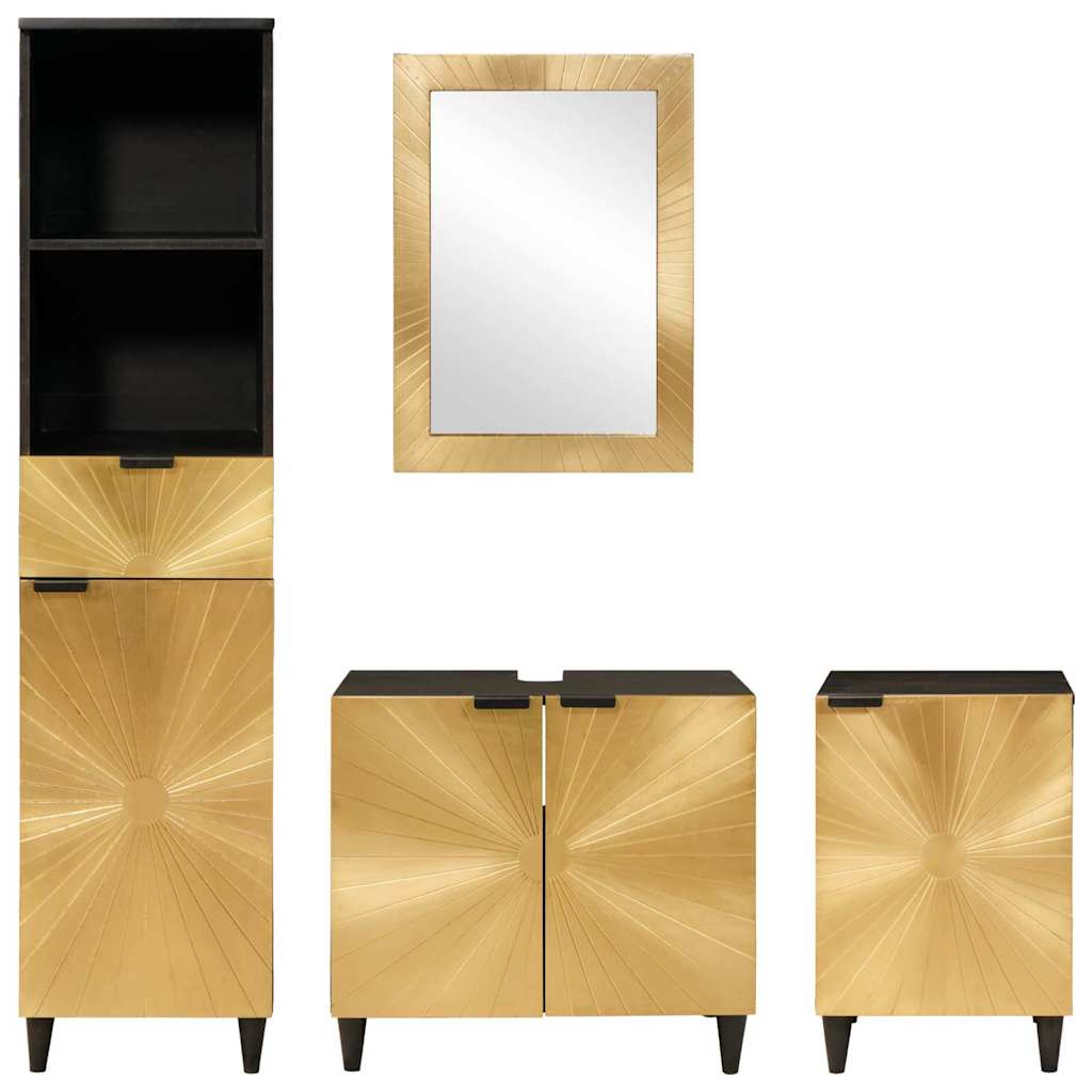 Bathroom Furniture Sets 4 Pcs Black And Gold 38 X 33 X 160 Cm