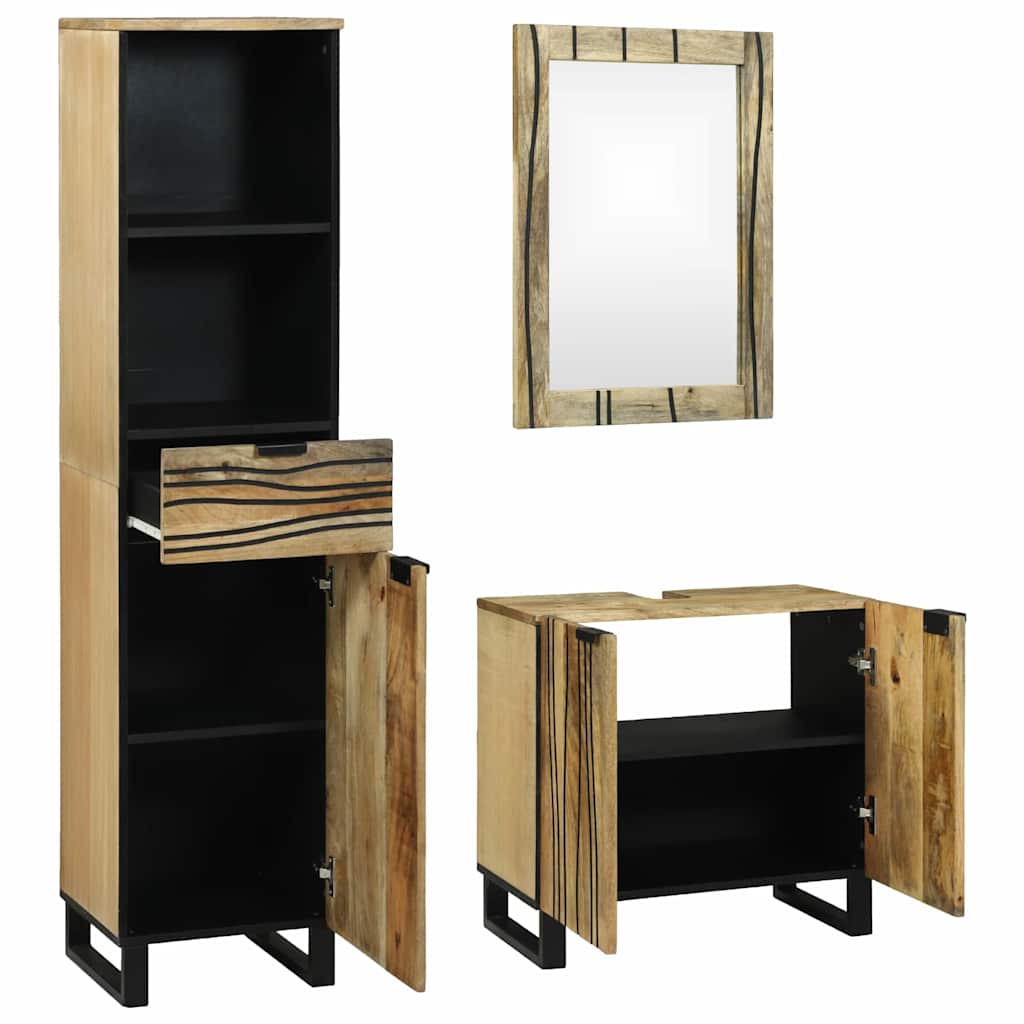 Bathroom Furniture Set With Drawer 3 Pcs Brown 38 X 33 X 160 Cm