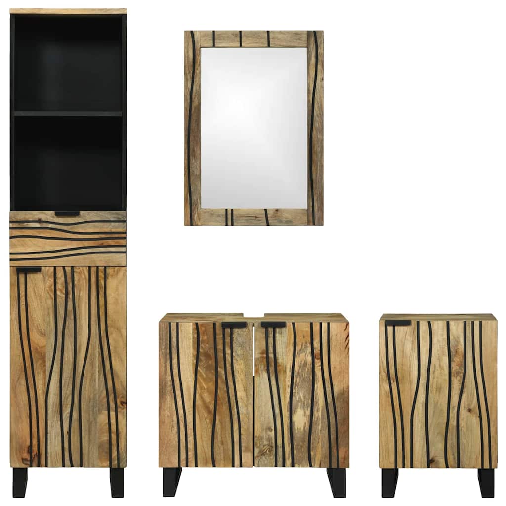 Bathroom Furniture Set With Drawer 4 Pcs Brown 38 X 33 X 160 Cm