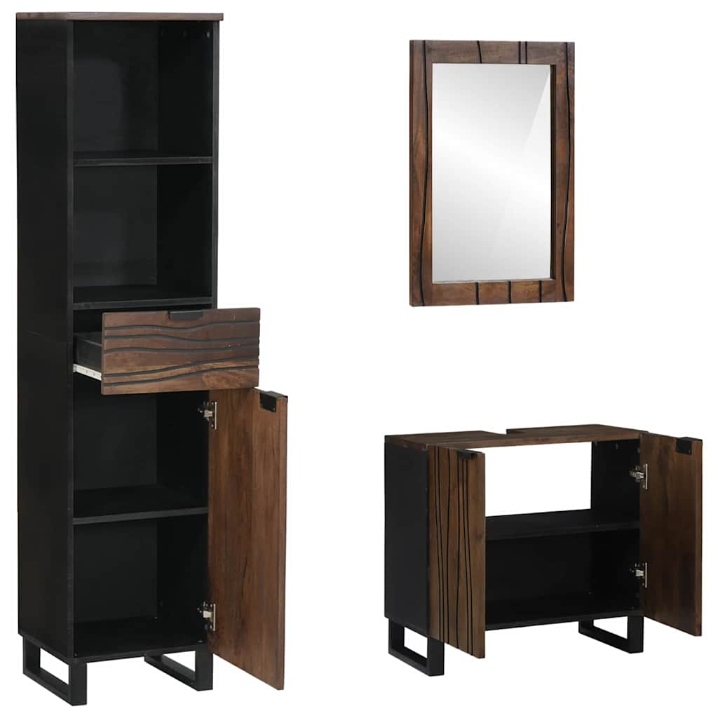 Bathroom Furniture Set 3 Pcs Walnut Brown 38 X 33 X 160 Cm