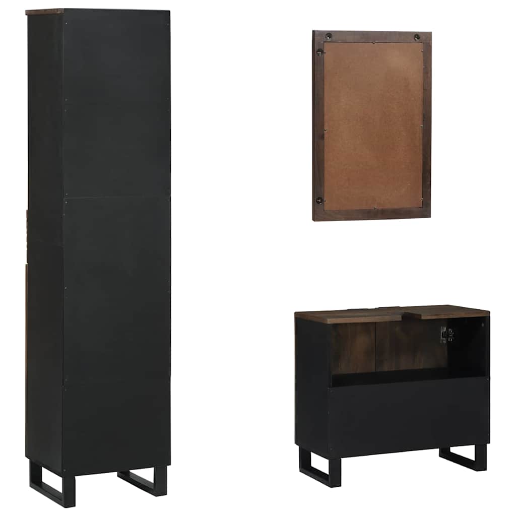 Bathroom Furniture Set 3 Pcs Walnut Brown 38 X 33 X 160 Cm
