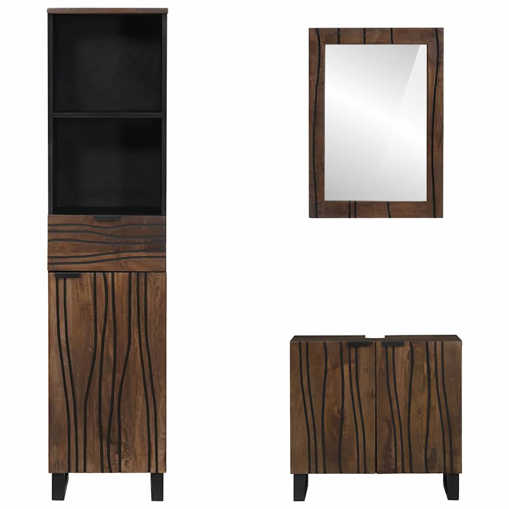 Bathroom Furniture Set 3 Pcs Walnut Brown 38 X 33 X 160 Cm