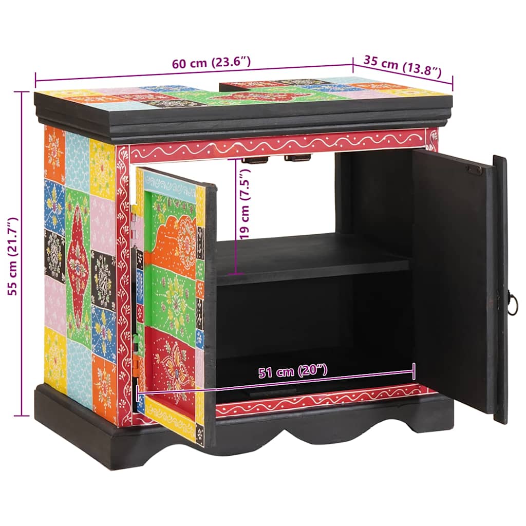 Sink Cabinet 60 X 35 X 55 Cm Solid Mango Wood, Engineered Wood