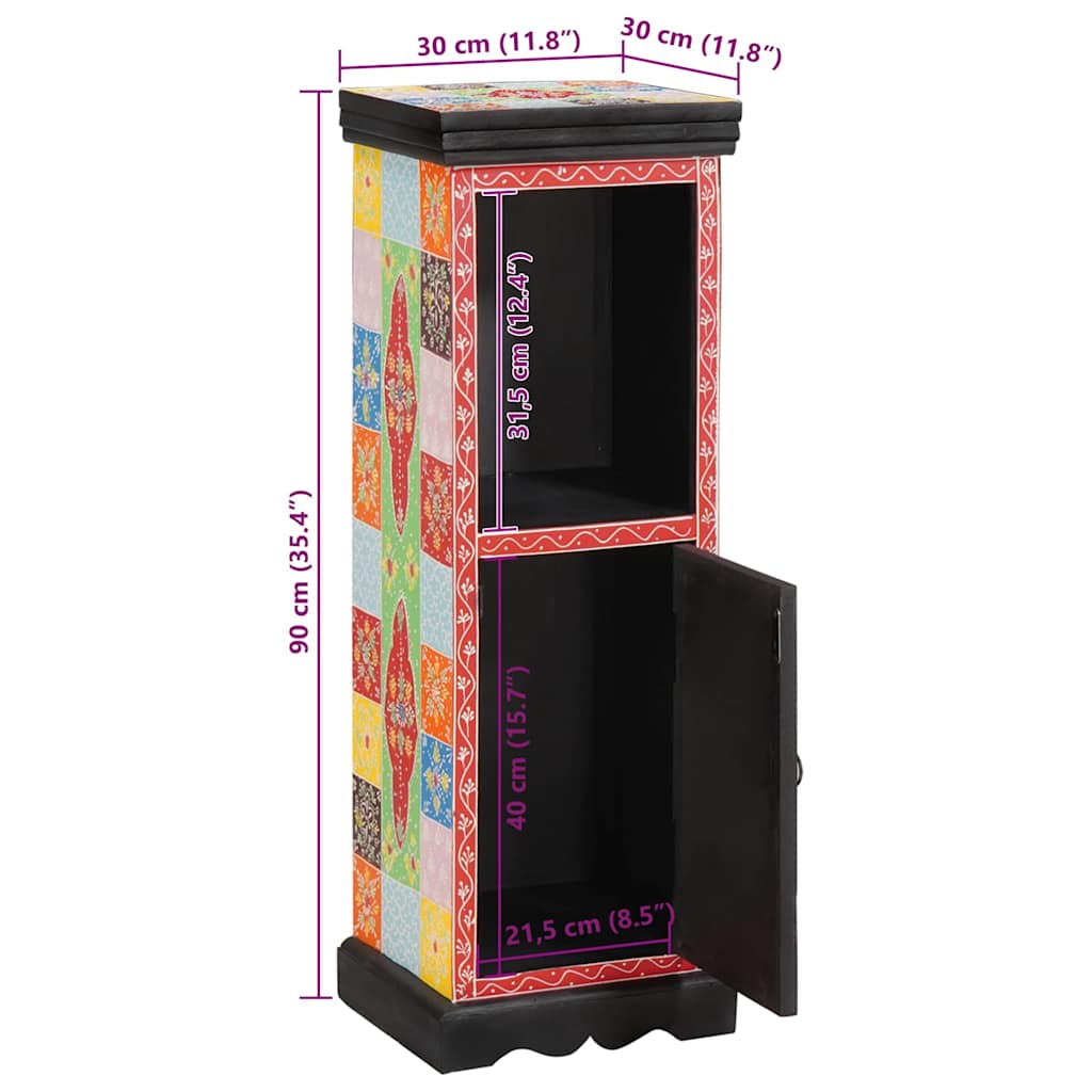Chest Of Drawers Multicolour 30 X 30 X 90 Cm Solid Mango Wood