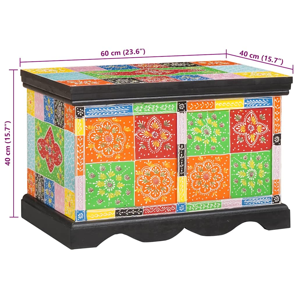 Storage Box Multicolour Solid Mango Wood