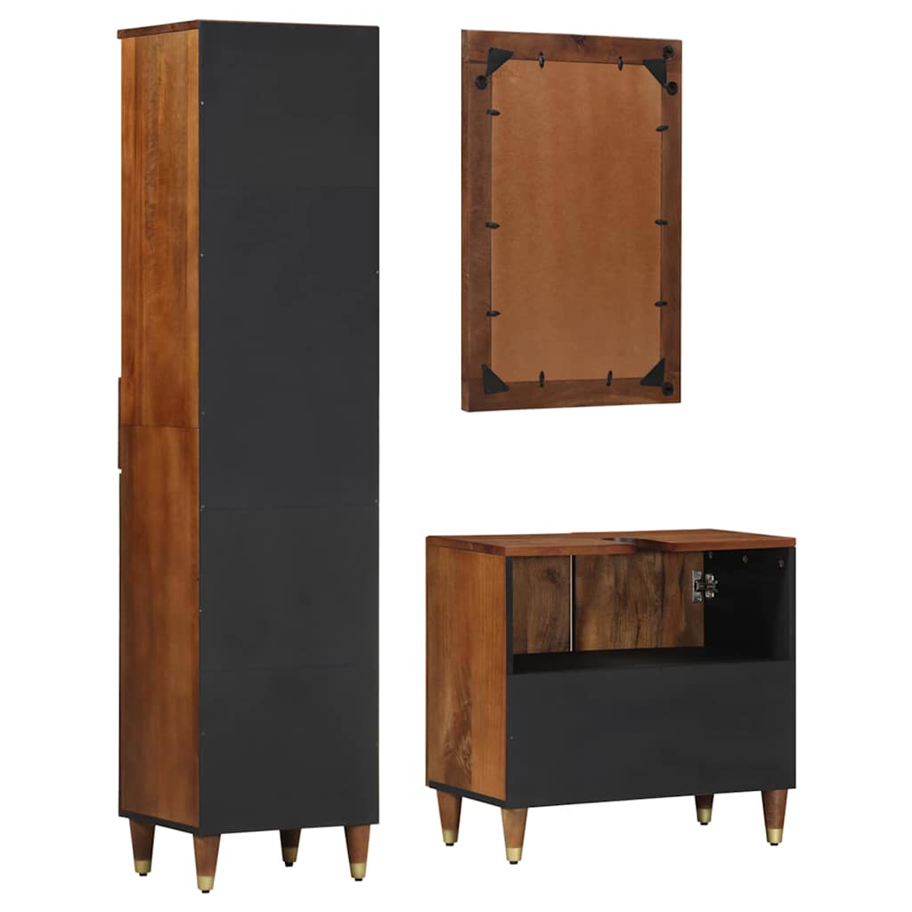 Bathroom Furniture Set Wall-Mounted 3 Pcs Brown 62 X 33 X 58 Cm