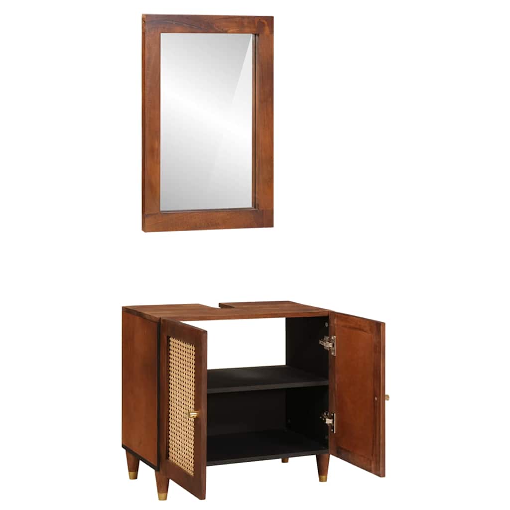 Bathroom Furniture With Drawer 2 Pcs 62 X 33 X 58 Cm Solid Mango Wood