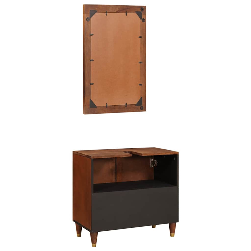Bathroom Furniture With Drawer 2 Pcs 62 X 33 X 58 Cm Solid Mango Wood
