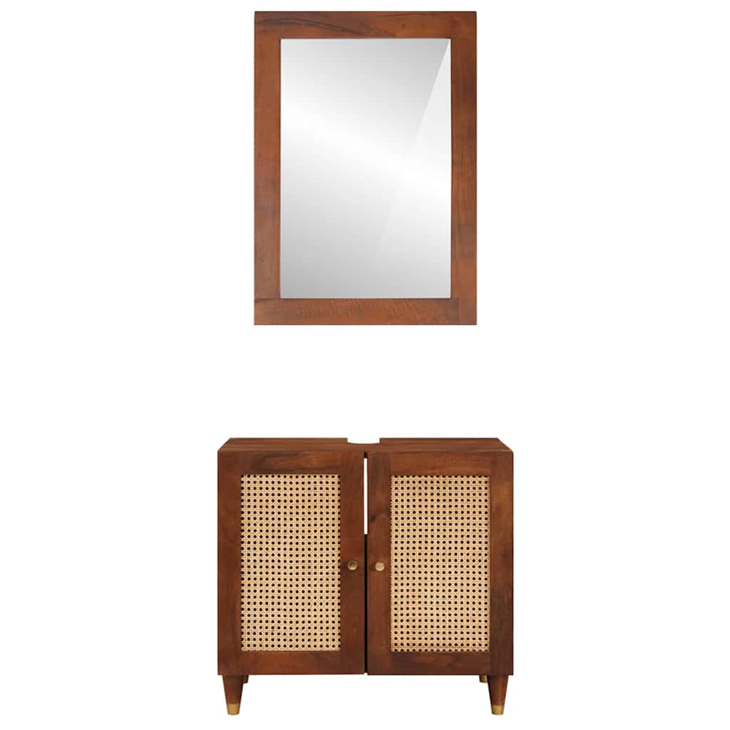 Bathroom Furniture With Drawer 2 Pcs 62 X 33 X 58 Cm Solid Mango Wood