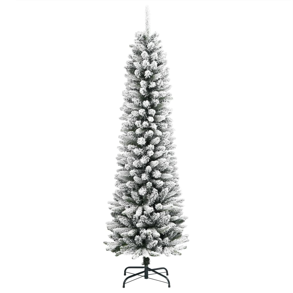 Artificial Slim Christmas Tree With Flocked Snow Pvc&Pe