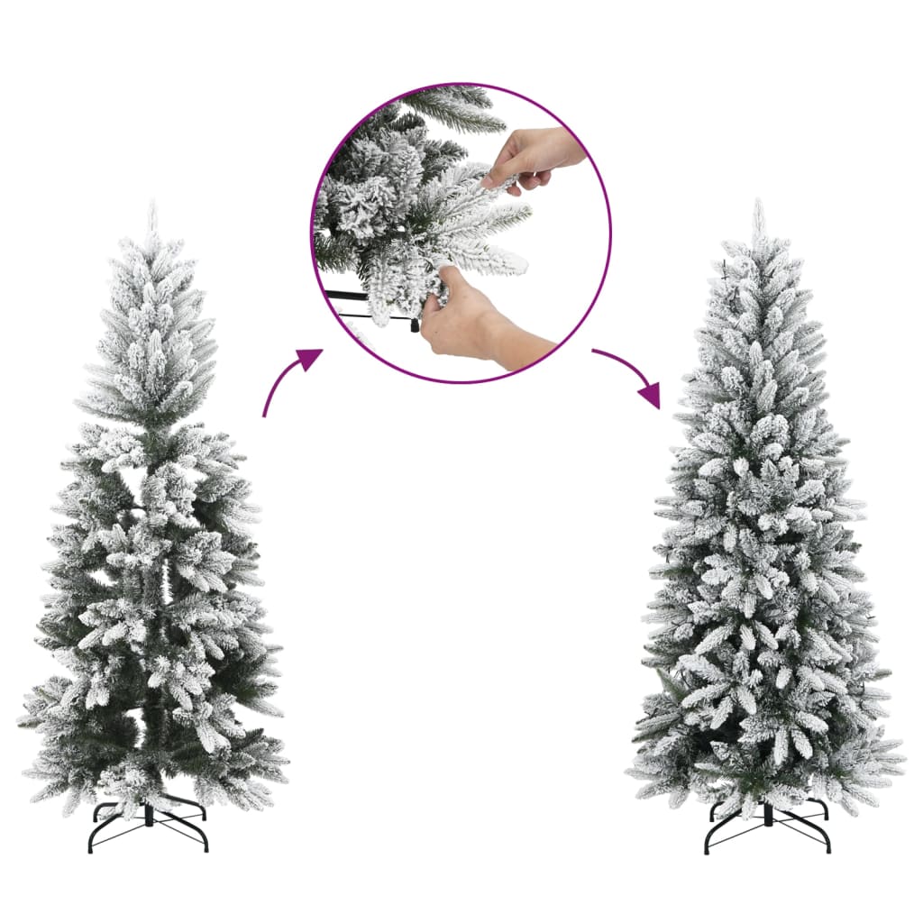 Artificial Slim Christmas Tree With Flocked Snow Pvc&Pe