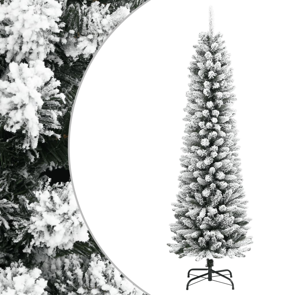 Artificial Slim Christmas Tree With Flocked Snow Pvc&Pe