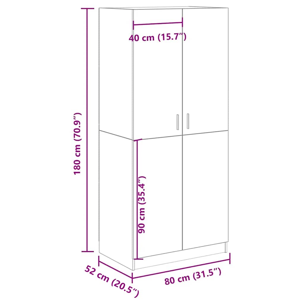 Wardrobe 80X52X180 Cm Engineered Wood