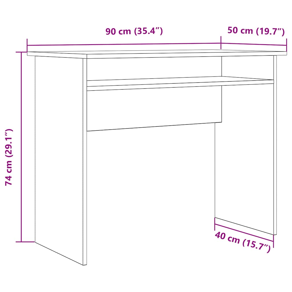 Desk 90X50X74 Cm Engineered Wood