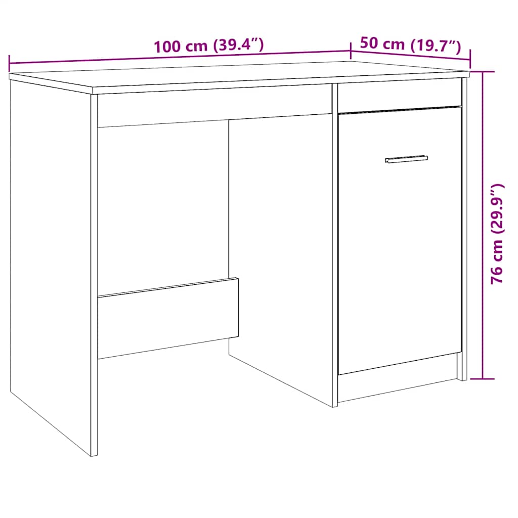 Desk 100X50X76 Cm Engineered Wood