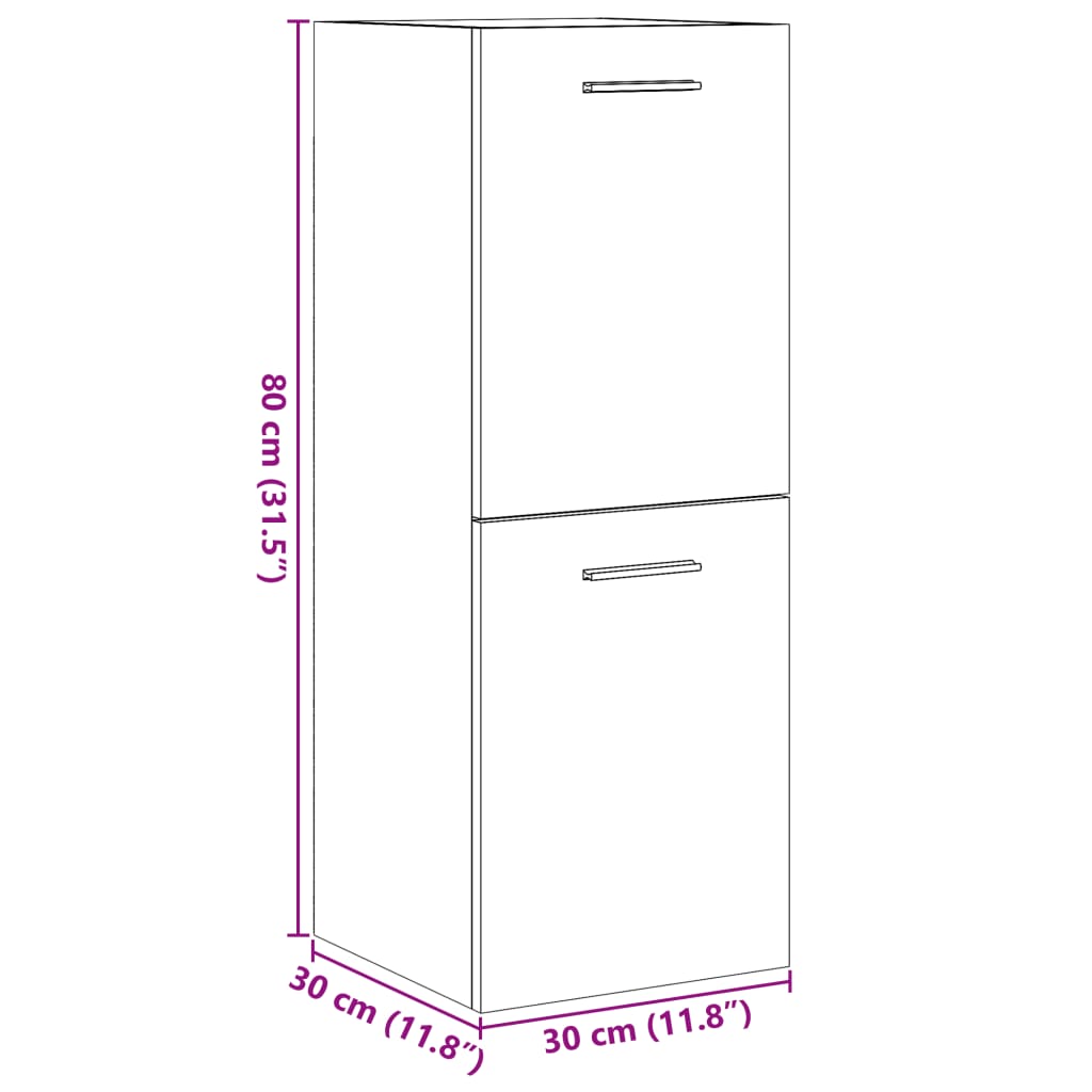 Bathroom Hanging Cabinet 30X30X80 Cm Engineered Wood