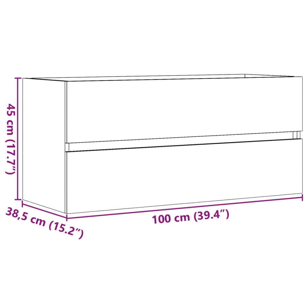 Sink Cabinet Concrete Grey 100X38.5X45 Cm Engineered Wood