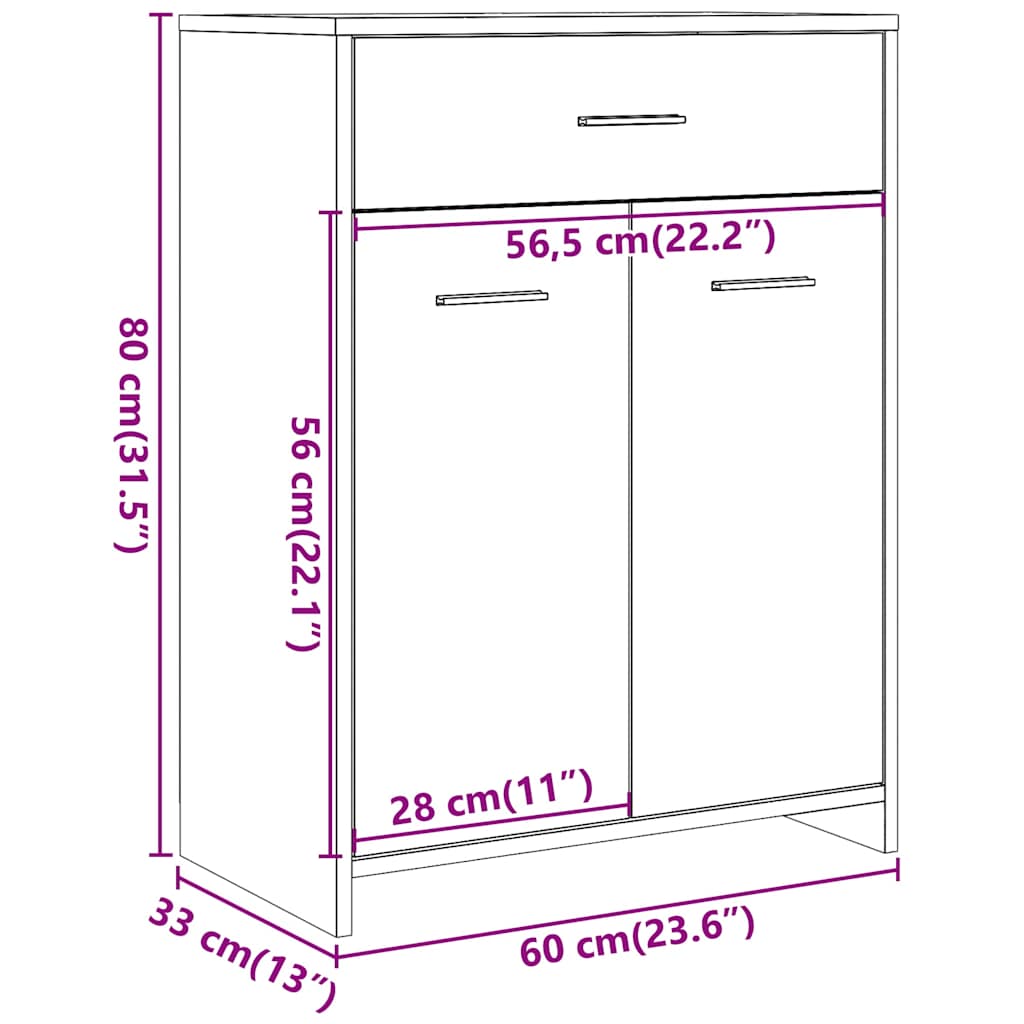 Bathroom Cabinet 60X33X80 Cm Engineered Wood