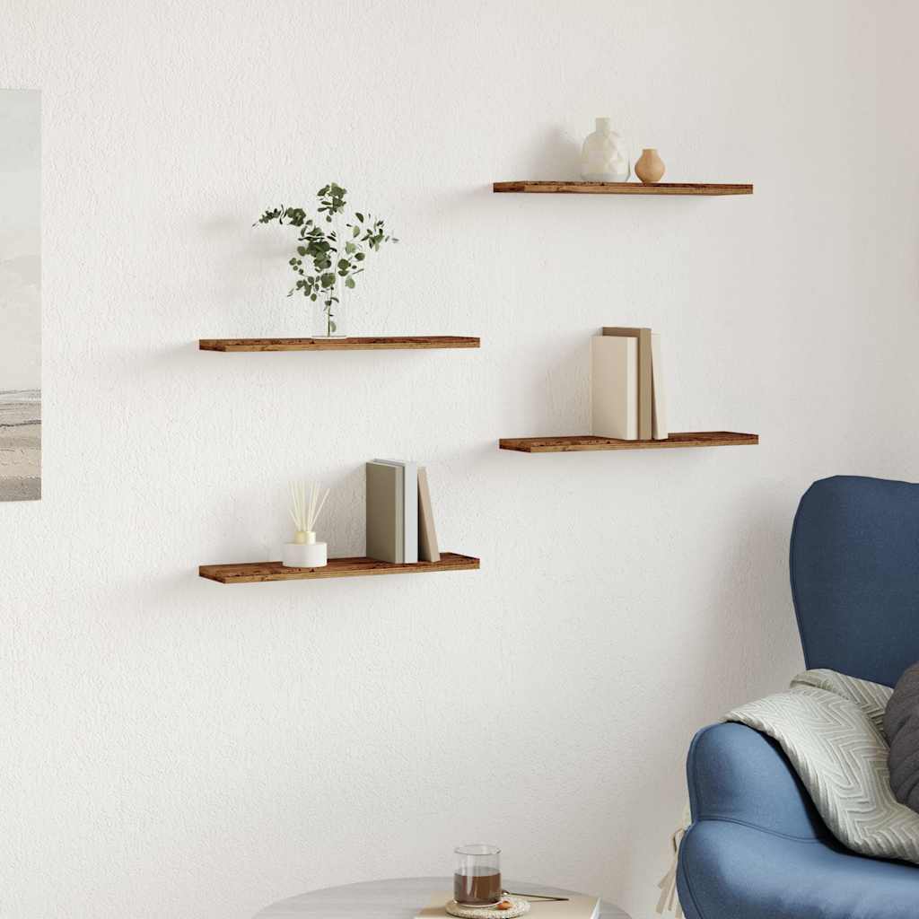Wall Shelves 4 Pcs Engineered Wood