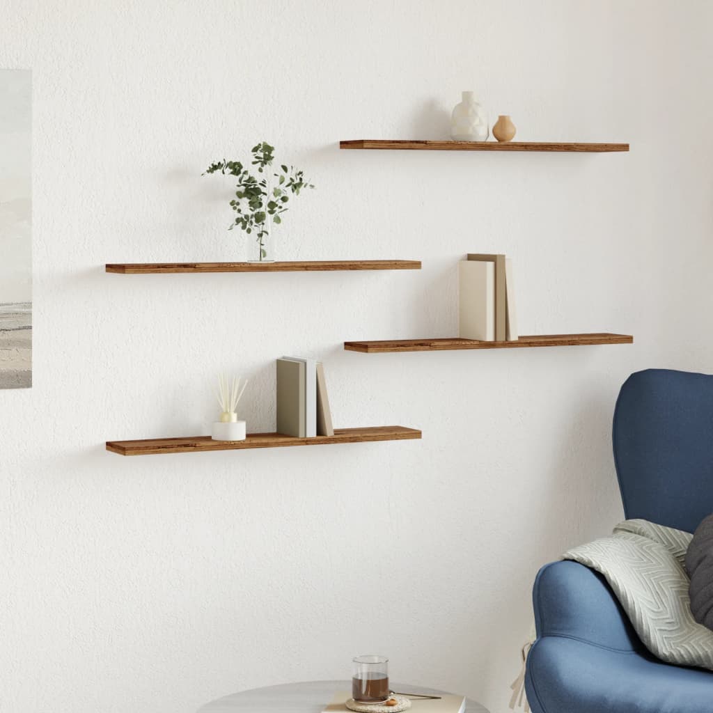 Wall Shelves 4 Pcs Engineered Wood