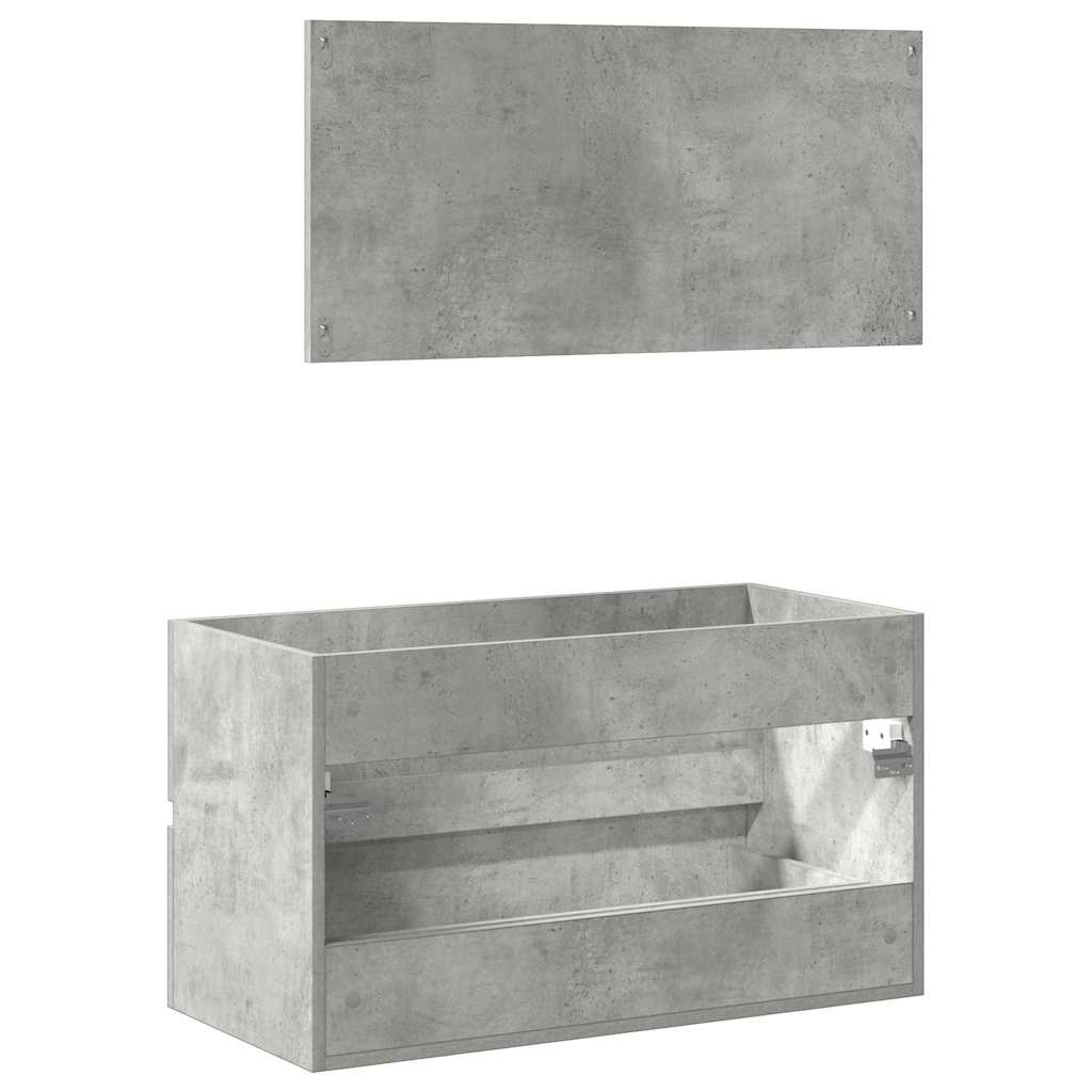 Bathroom Cabinet With Mirror Concrete Grey Engineered Wood